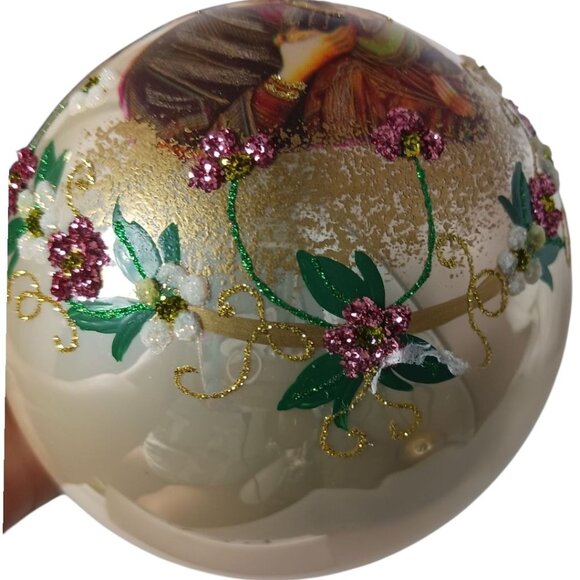Our Lady Of Perpetual Help Glass Ornament 10cm Hand-Painted With Glitter Accent - Picture 4 of 9
